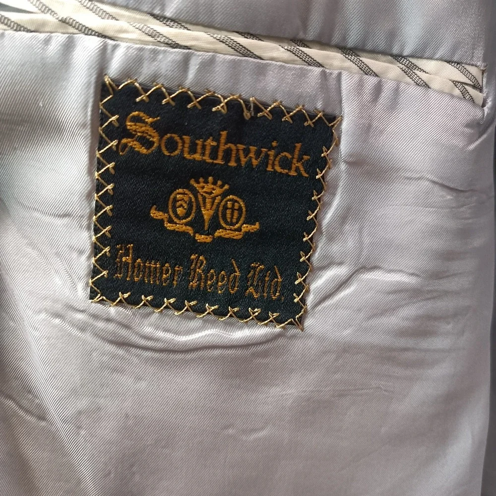 Southwick Men's 44T Tweed 2 Button Herringbone Wool Blazer Sport Coat Vintage‎
